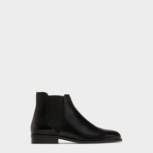 Zara Flat Leather Ankle Boots - NEW